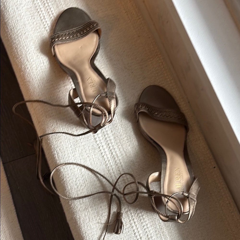 Ralph Lauren gold tie-up sandals